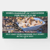 Personaliseer kruiwagen van brandhout te koop rust spandoek (Horizontaal)