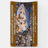 Personaliseer kruiwagen van brandhout te koop rust spandoek (Verticaal)