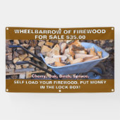 Personaliseer kruiwagen van brandhout te koop rust spandoek (Horizontaal)