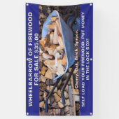 Personaliseer kruiwagen van brandhout te koop rust spandoek (Verticaal)