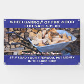 Personaliseer kruiwagen van brandhout te koop rust spandoek (Horizontaal)