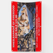 Personaliseer kruiwagen van brandhout te koop rust spandoek (Verticaal)