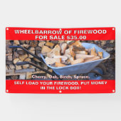 Personaliseer kruiwagen van brandhout te koop rust spandoek (Horizontaal)