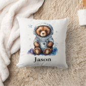 Personaliseer kwekerij Kinder kamer Astronaut Beer Kussen (Deken)