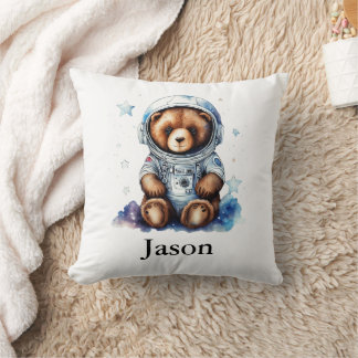Personaliseer kwekerij Kinder kamer Astronaut Beer Kussen