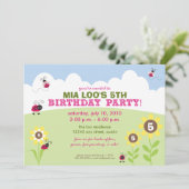 :personaliseer: Ladybug/Sunflower Birthday Party I Kaart (Staand voorkant)