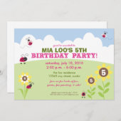 :personaliseer: Ladybug/Sunflower Birthday Party I Kaart (Voorkant / Achterkant)