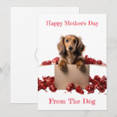 Personaliseer Lange Haar Dachshund Pup Moederdag Feestdagenkaart (Voorkant / Achterkant)