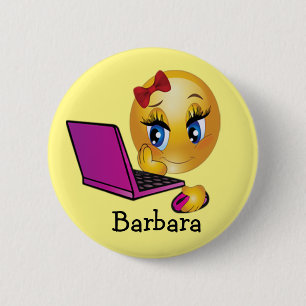 Personaliseer laptop Emoji Girl Ronde Button 5,7 Cm