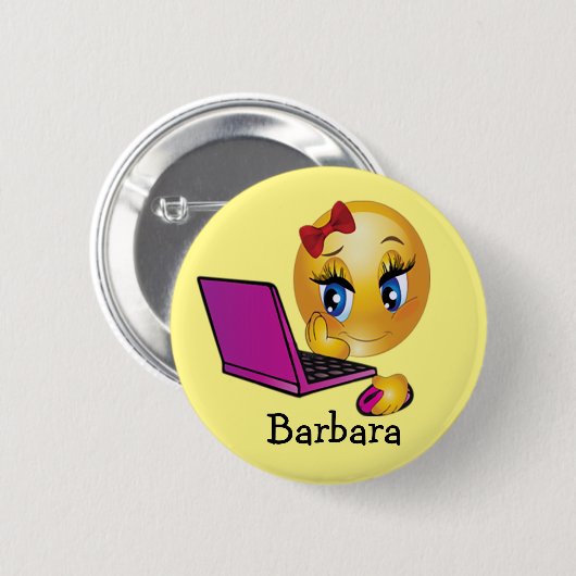 Personaliseer laptop Emoji Girl Ronde Button 5,7 Cm (Voorkant /achterkant)