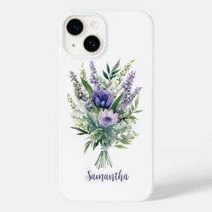 Personaliseer Lavendel Paarse Bloemen Eucalyptus Case-Mate iPhone 14 Hoesje