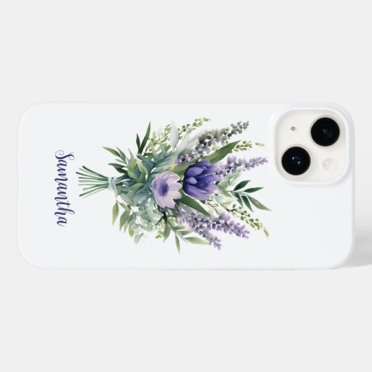 Personaliseer Lavendel Paarse Bloemen Eucalyptus Case-Mate iPhone Case (Achterkant (horizontaal))