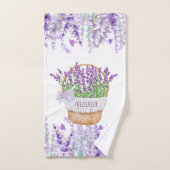 Personaliseer Lavender Flowers Basket Paars Green Bad Handdoek (Handdoek)