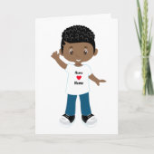 Personaliseer lege zwarte jongen kaart (Voorkant)