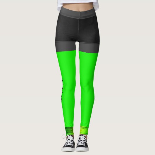 Personaliseer Leggings Neon Green Running Pants (Voorkant)