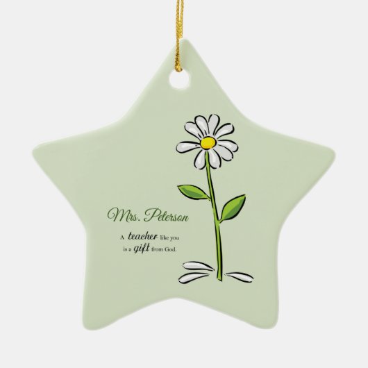 Personaliseer, Leraar Bedankt, Religieuze Bloem Keramisch Ornament (Voorkant)
