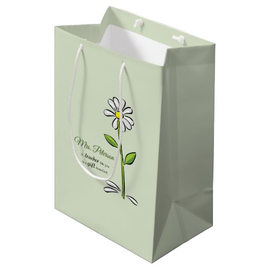 Personaliseer, Leraar Bedankt, Religieuze Bloem Medium Cadeauzakje (Voorkant Gekanteld)