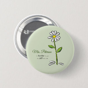 Personaliseer, Leraar Bedankt, Religieuze Bloem Ronde Button 5,7 Cm