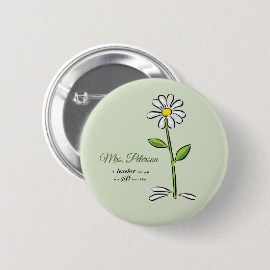 Personaliseer, Leraar Bedankt, Religieuze Bloem Ronde Button 5,7 Cm (Voorkant /achterkant)