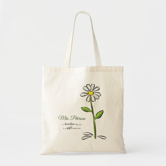 Personaliseer, Leraar Bedankt, Religieuze Bloem Tote Bag (Voorkant)