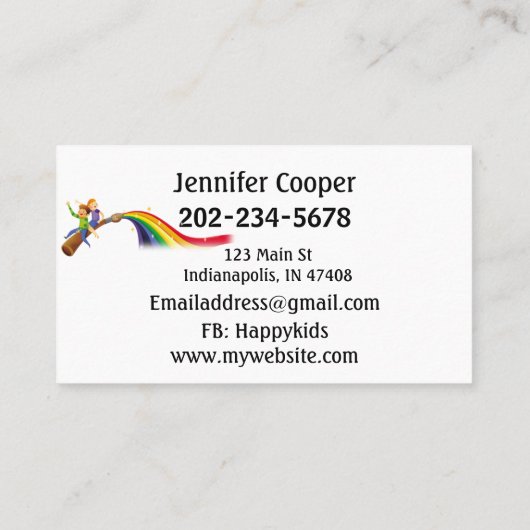 Personaliseer leraar kleuter overdag visitekaartje (Achterkant)