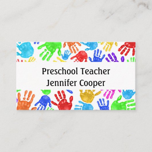 Personaliseer leraar kleuter overdag visitekaartje (Voorkant)