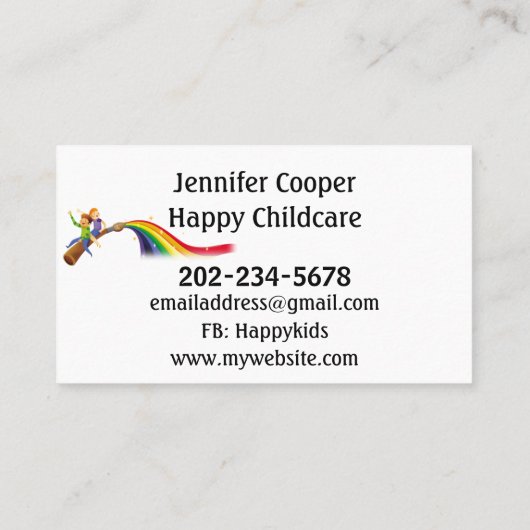 Personaliseer leraar kleuter overdag visitekaartje (Achterkant)