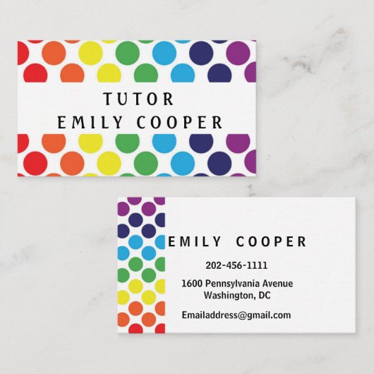 Personaliseer leraar kleuter overdag visitekaartje (Voorkant / Achterkant)