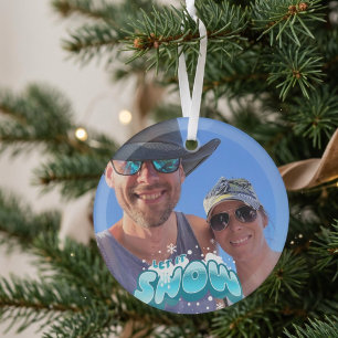 Personaliseer LET IT SNOW Foto  Glas Ornament