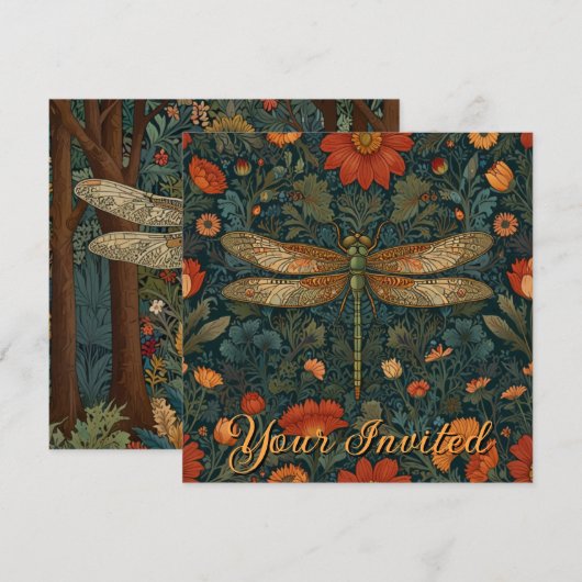 Personaliseer libel sinaasappel bloemenboho chic kaart (Voorkant / Achterkant)