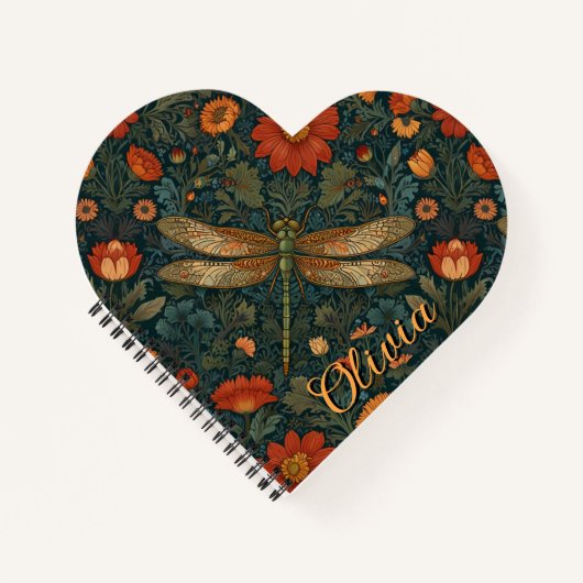 Personaliseer libel sinaasappel bloemenboho chic notitieboek (Voorkant)