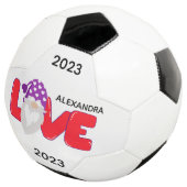 Personaliseer liefdesbrood met rood Paars voetbal (Drie kwart)