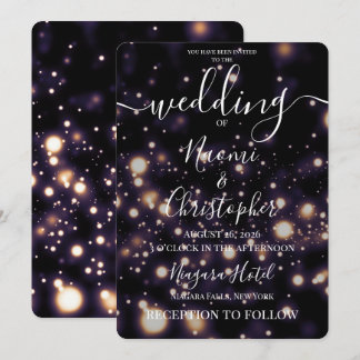 Personaliseer: Little Lights Zwarte Bruiloft Kaart