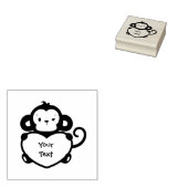 Personaliseer - Little Monkey Holding Heart Rubberstempel (Gestempeld)