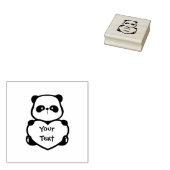 Personaliseer - Little Panda Holding Heart Rubberstempel (Gestempeld)