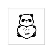 Personaliseer - Little Panda Holding Heart Rubberstempel (Afrduk)