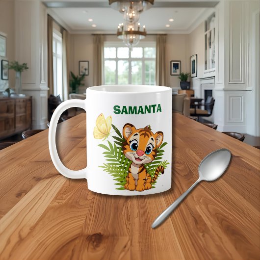 Personaliseer Little Tiger & Butterfly Klassieke M Koffiemok