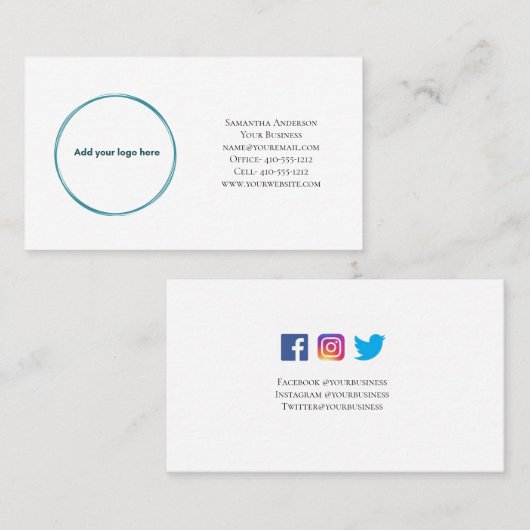 Personaliseer Logo Social Media Visitekaartje (Voorkant / Achterkant)