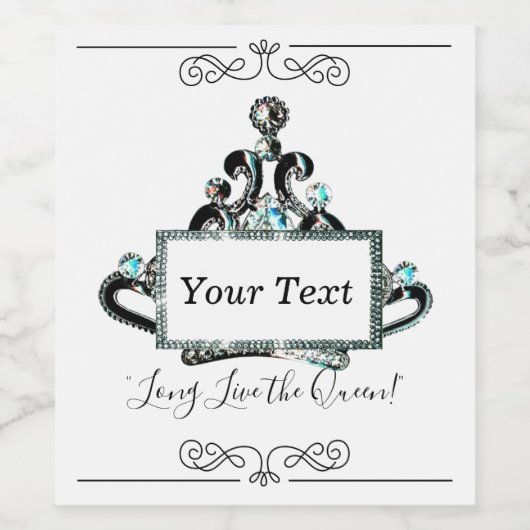 Personaliseer "Long Live the Queen" Wijn Etiket (Enkel label)