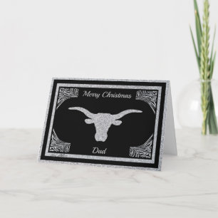 PERSONALISEER LONGHORN STIER SILHOUET FEESTDAGEN KAART