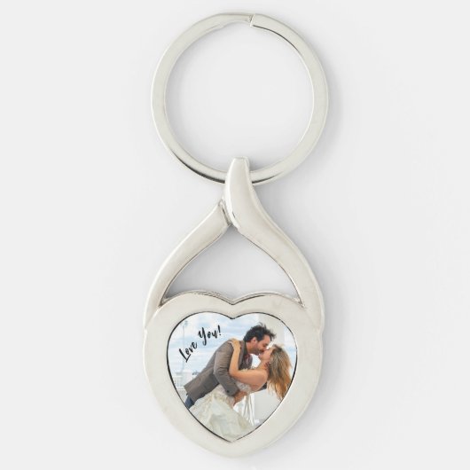 Personaliseer Love You Heart Shape Foto Sleutelhanger (Voorkant)