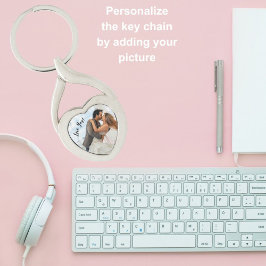 Personaliseer Love You Heart Shape Foto Sleutelhanger