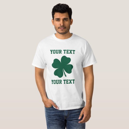 Personaliseer Lucky Shamrock T-shirt (Voorkant volledig)