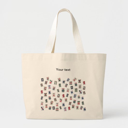 Personaliseer Mahjong tegels (symbolen) grote canv Grote Tote Bag (Voorkant)