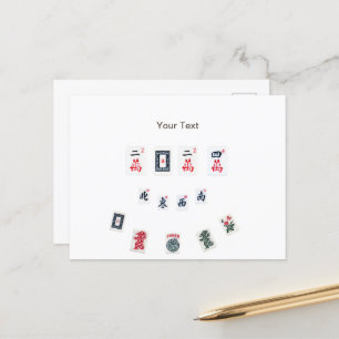 Personaliseer MahJong tegels Symbolen ontwerp Aankondigingskaart