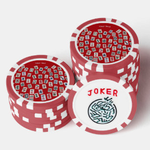 Personaliseer MahJong-tegels (symbolen) op rood Poker Chips