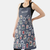 Personaliseer MahJongg tegels ontwerp op donkerbla Schort (Insitu)