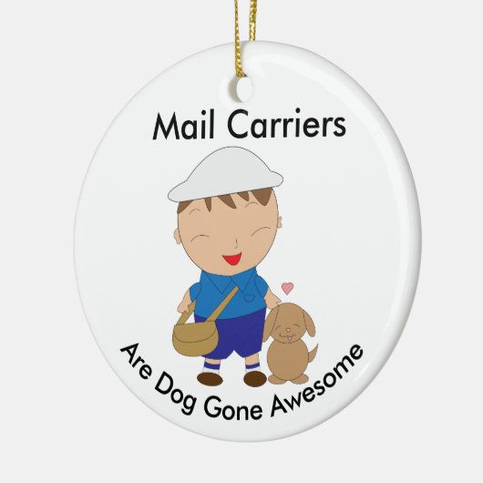 Personaliseer Mail Carrier Postbode Bruine Hond Keramisch Ornament (Links)