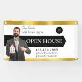 Personaliseer makelaar Open Huis Gedetailleerd Spandoek (Horizontaal)