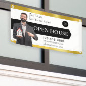 Personaliseer makelaar Open Huis Gedetailleerd Spandoek (Buitenkant Gebouw)
